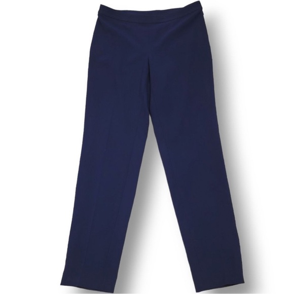 St. John Slightly Tapered pleated Dress Trousers Navy Blue Size 6 career-wear - Picture 1 of 8